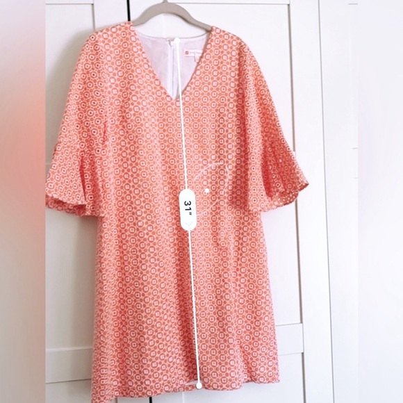 Jude Connally Orange and white bell sleeve dress size medium - Picture 6 of 6